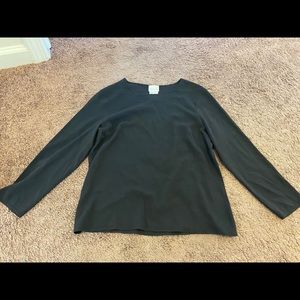 2 FOR $20 MONDI ESCADA BLACK 100% SILK TOP BLOUSE SEMI SHEER